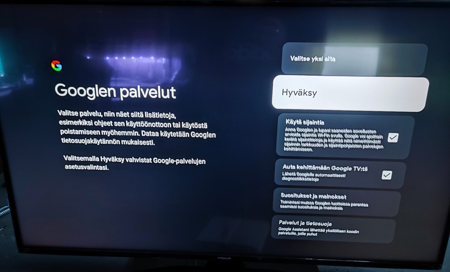 Google tv ensimm inen asennus finlux